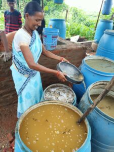 woman pouring liquid